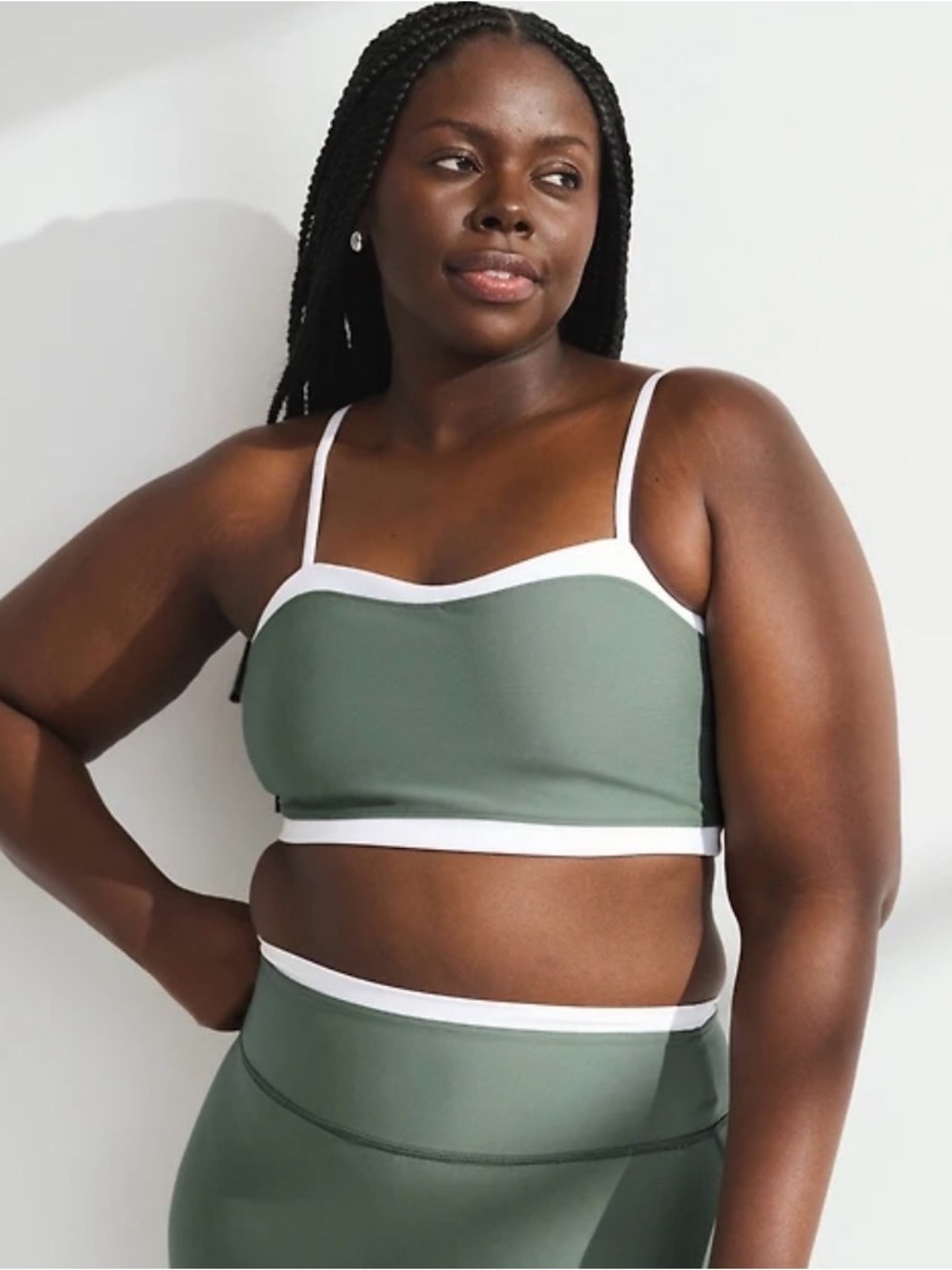 A & F YPB sculptLUX sweetheart sports bra in sage